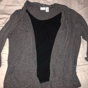 Kim Rogers black/grey fake jacket/tank shirt sz 2X
